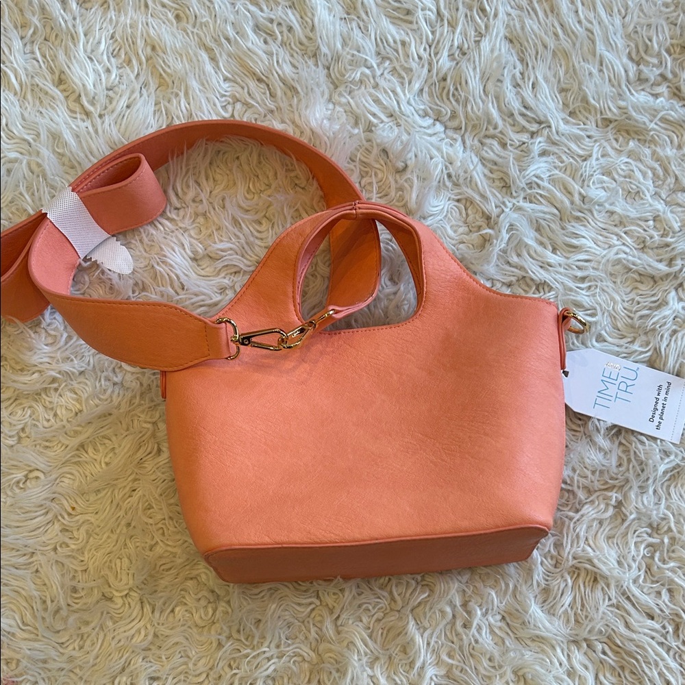 Time and Tru Vibrant Peach/ Coral Mini Tote Bag